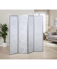 sumyeg Arvada 4-Panel Wood Room Divider with Circle Pattern Folding Privacy Screen for Indoor Use