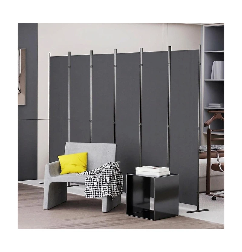 sumyeg 6-Panel Folding Room Divider 120 Inch x 71 Inch Heavy Duty Metal Frame Privacy Screen for Indoor Use