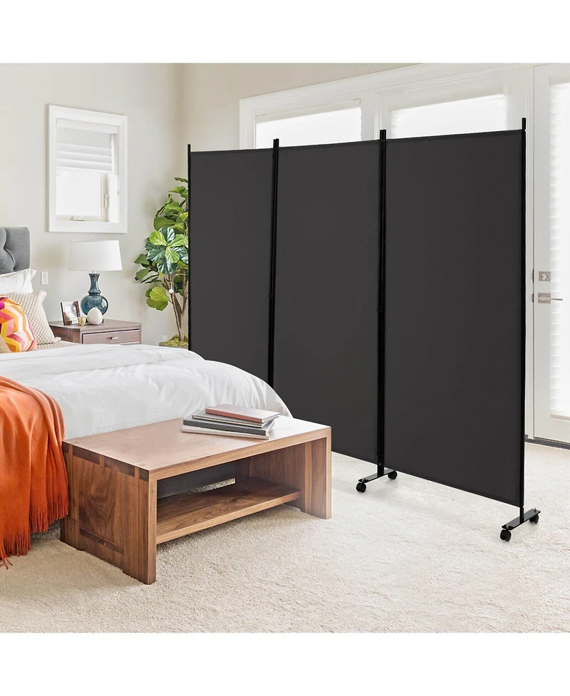 sumyeg 3-Panel Folding Room Divider with Lockable Wheels for Flexible Space Separation