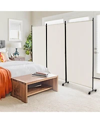 sumyeg 3-Panel Folding Room Divider with Lockable Wheels for Flexible Space Separation