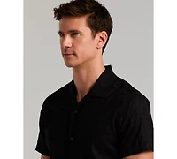 Perry Ellis Men's Jacquard Novelty Camp Shirt