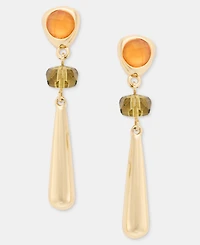 Anne Klein Stone Pebble Linear Drop Earrings