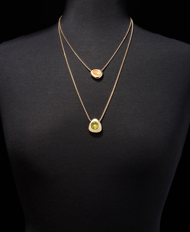 Anne Klein Stone Pebble 30" Layered Pendant Necklace