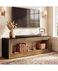 Tribesigns 2-Tier Tv Stand for 75 Inch Tv, 63" Entertainment Center with Storage Shelf, Farmhouse Media Cabinet