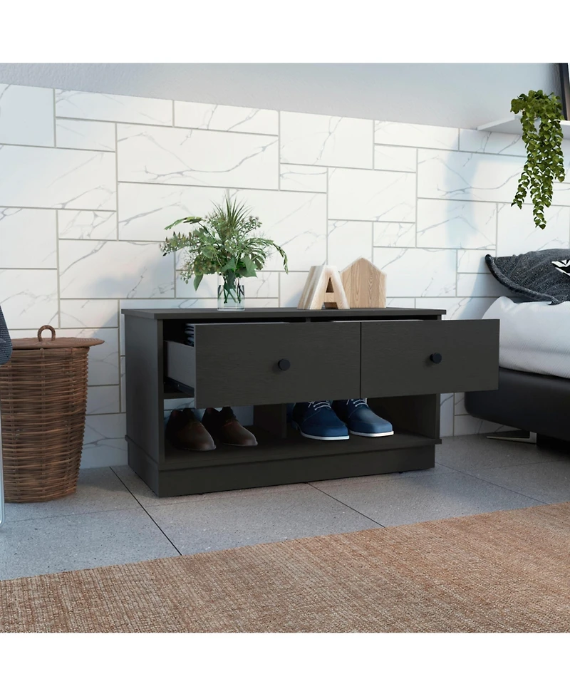 Flynama Storage Bench with 2 Open Shelves and 2 Drawers