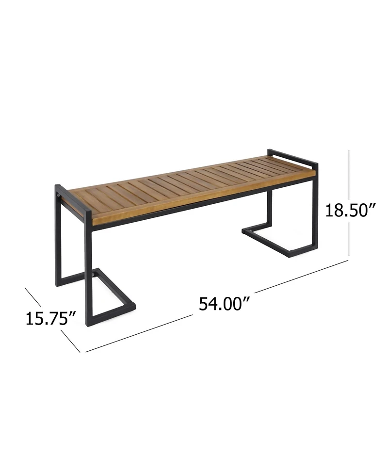 Flynama Industrial Acacia Wood and Iron Bench
