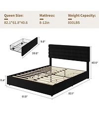 Velvet Bed Frame, Platform with 4 Drawers Tufted Headboard, Upholstered Bed, No Box Spring Needed