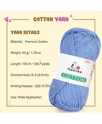 Aeelike Cotton Yarn for Crocheting - 4 Skeins, 50g Each, Soft Crochet Yarn for Baby Clothes, Scarves and More