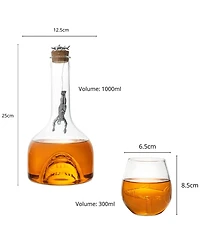 The Wine Savant Shark 34 oz. Whiskey Decanter Set