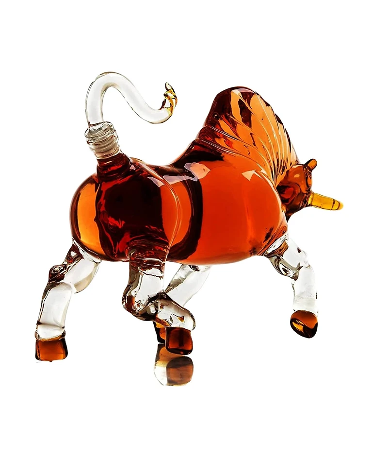 The Wine Savant Charging Bull Head Down 34 oz. Whiskey Decanter