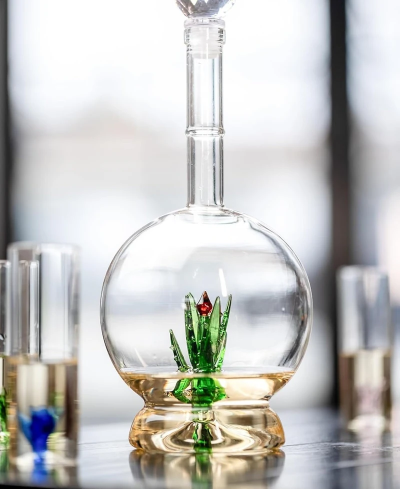 The Wine Savant Aloe Plant Shaped 25 oz. Tequila Decanter