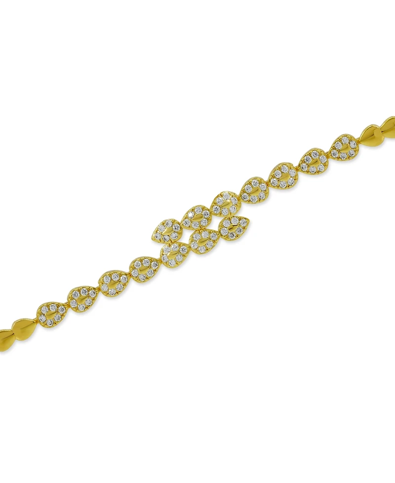 Macy's Pave Cubic Zirconia/Polish Combo Pear Shapes Bypass Bracelet