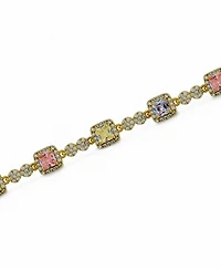 Macy's Lemon, Lavender, and Light Pink Colors with Clear Pave Halo Cubic Zirconia Circle Tennis Bracelet