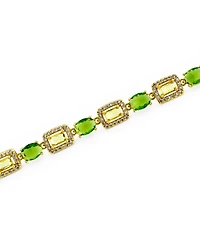 Macy's Peridot Oval and Lemon Yellow Baguette Cubic Zirconia Pave Halo Bracelet