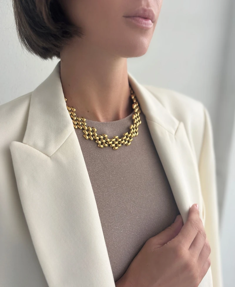 St. Moran Tarnish-Resistant Gold Carrie Grid Necklace