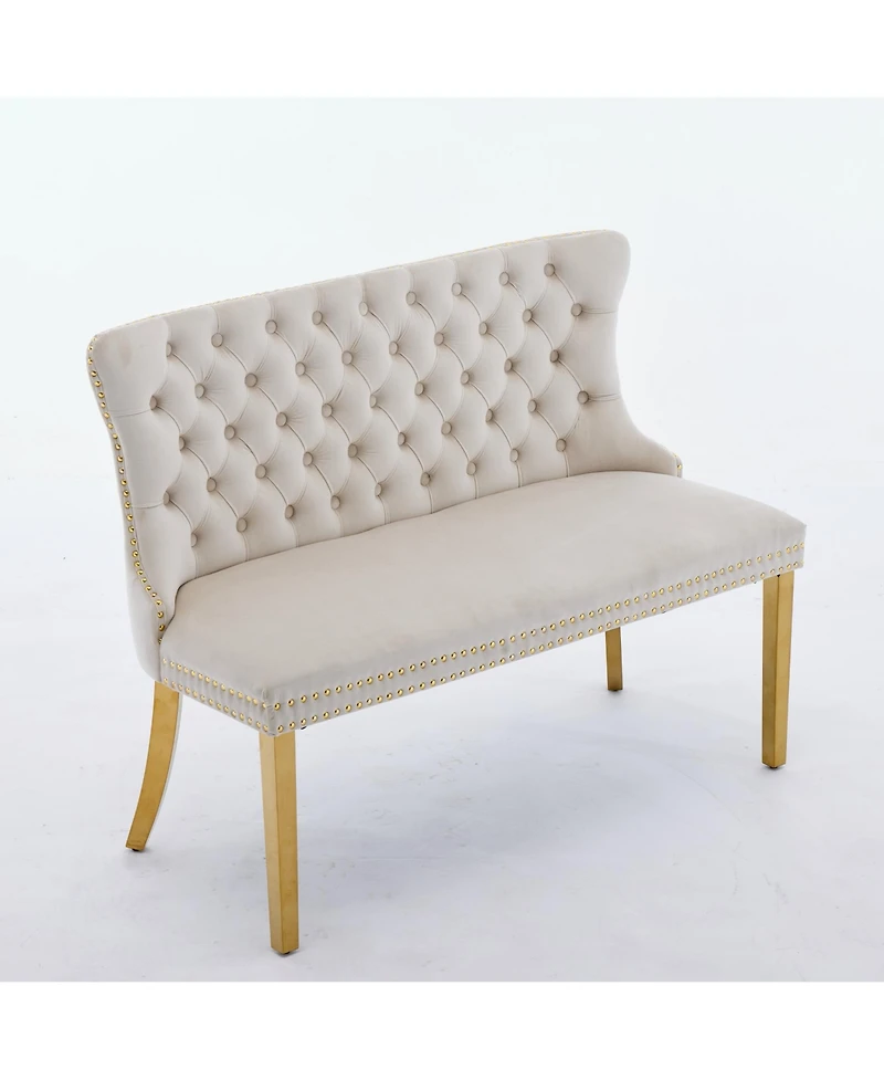 Flynama Velvet Tufted Wingback 2-Seat Dining Bench