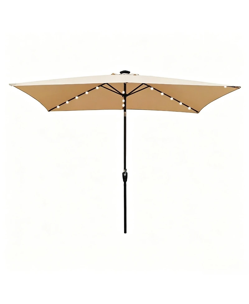 Yiortwo 10 x 6.5 Ft Solar Led Patio Umbrella with Crank Tilt for Outdoor Dining