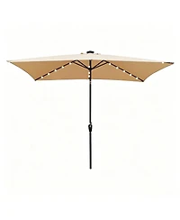 Yiortwo 10 x 6.5 Ft Solar Led Patio Umbrella with Crank Tilt for Outdoor Dining