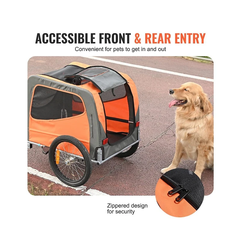 Ruie Foldable Dog Bike Trailer Pet Cart Bicycle Carrier Supports up to 66 lbs