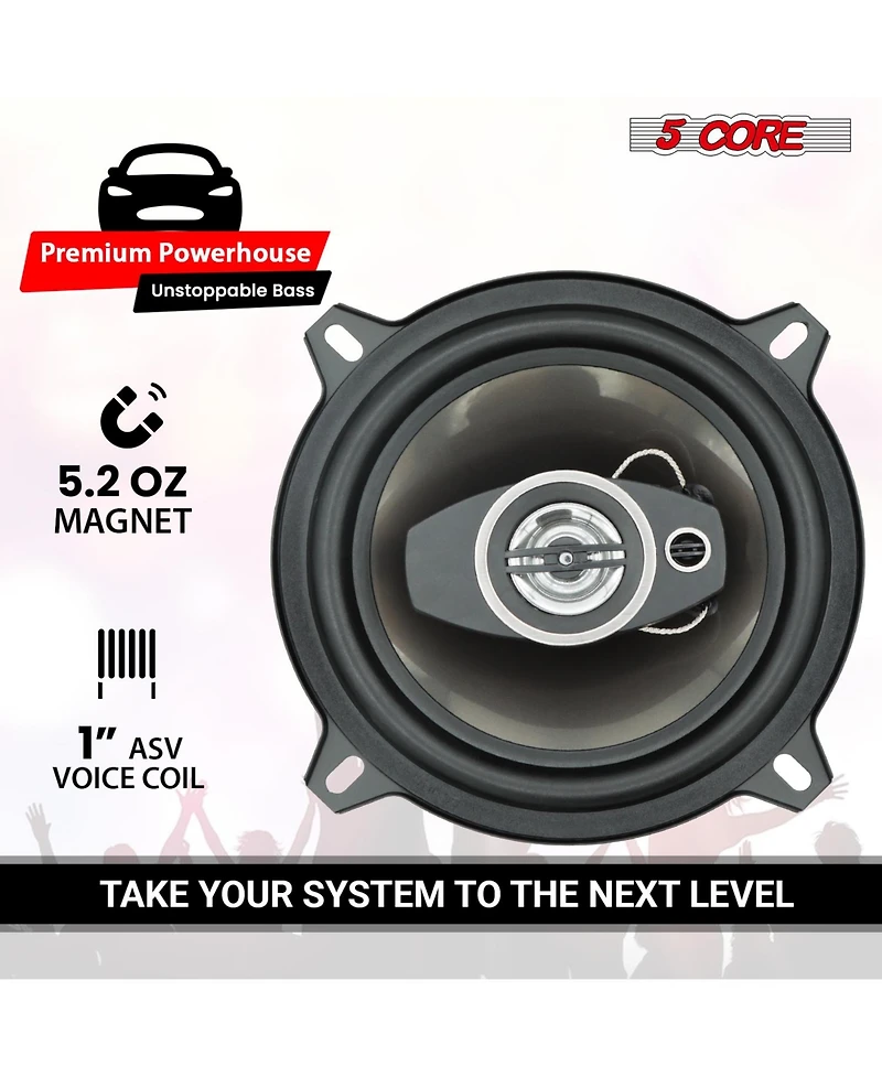 5 Core Coaxial Car Door Speakers 5" Pair 350W 4Ohm 2 Way Component Subwoofer Audio w Super Tweeter