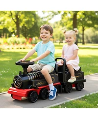 Gymax Ride on Train 6V Battery Powered Toy w/ Under-Seat Storage and Carriage