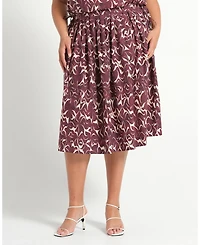 Estelle Women's Brinley A-line Pleated Print Midi Skirt