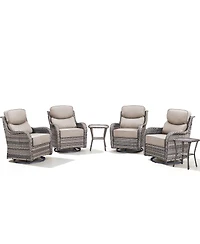 Pocassy 6 Pieces Outdoor Patio Furniture Sets with Rocking Swivel Chairs Thick Cushion and Side Table