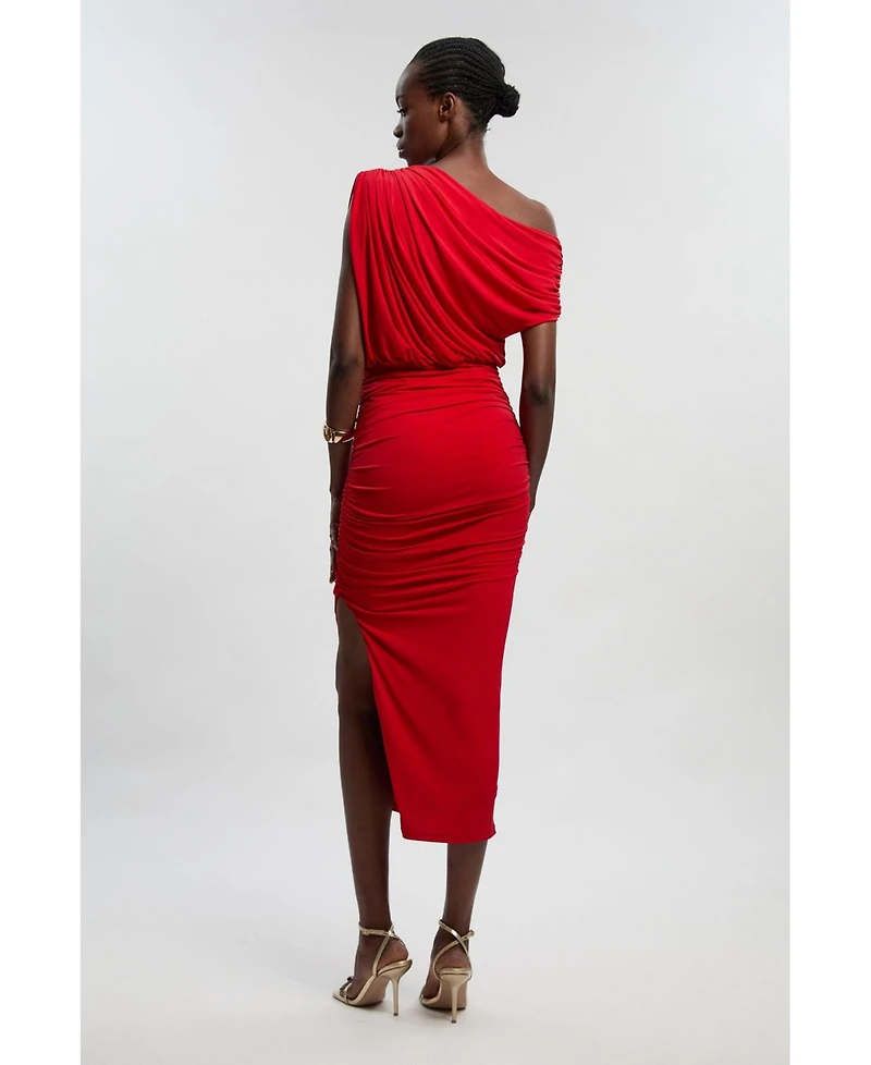 Karen Millen Women's Asymmetric Neckline Midi Dress