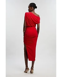 Karen Millen Women's Asymmetric Neckline Midi Dress