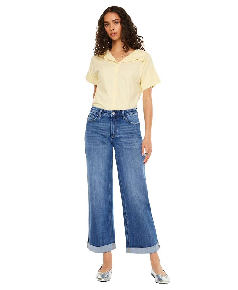 KanCan Women's Reyna Essentials High Rise Wide Leg Jeans