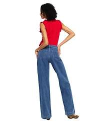 KanCan Women's Sol High Rise Wide Leg Trouser Jeans