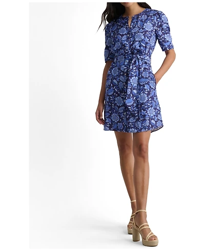 UNTUCKit Women's Linen Blend Floral Lena Shirt Dress