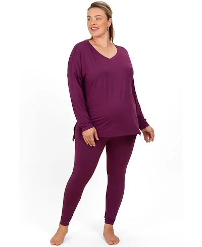 Pinkblush Women's Brushed Knit Oversized Top and Legging Maternity Plus Set