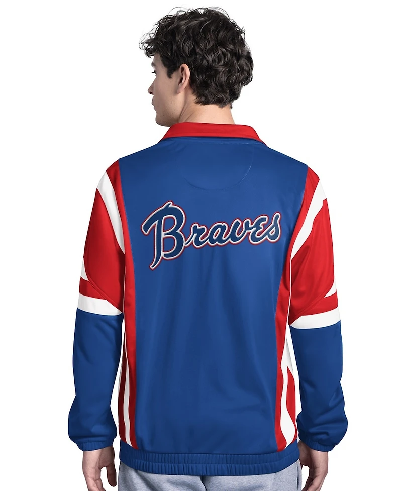 Starter Men's Royal/Red Atlanta Braves Contender Tricot Full-Zip Track Jacket