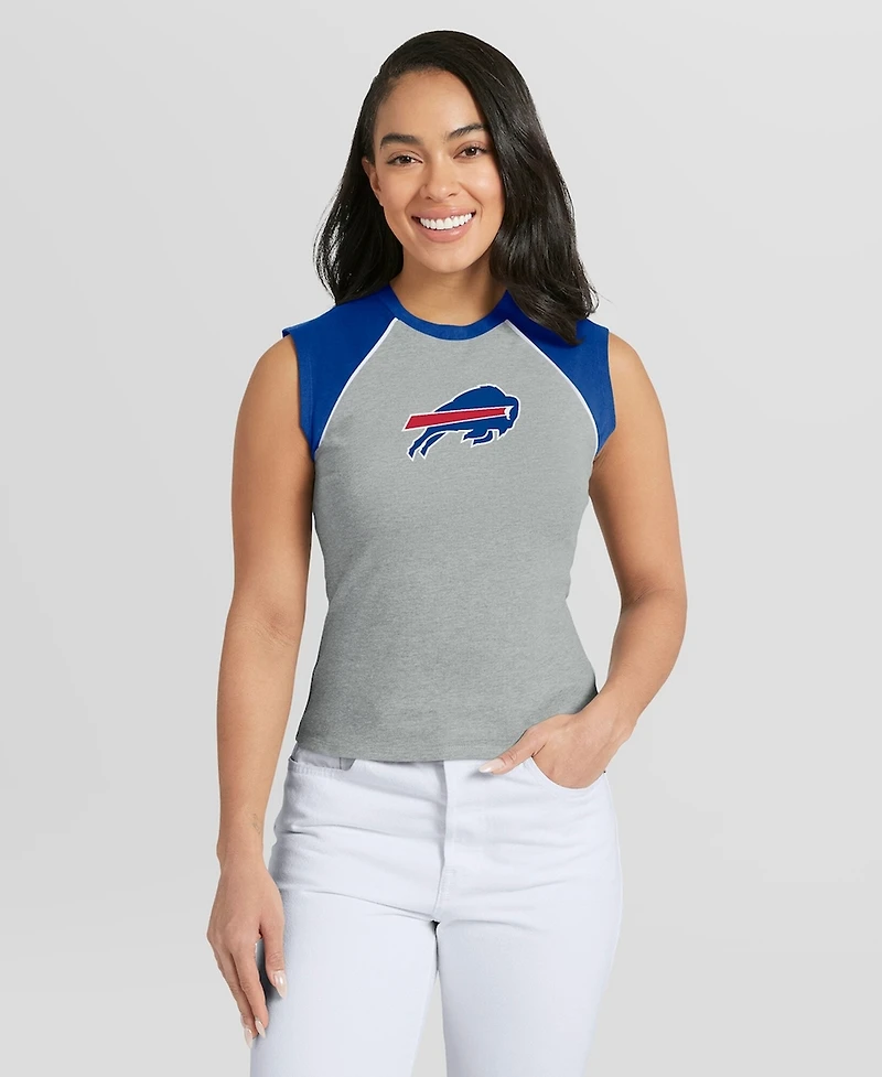 Wear by Erin Andrews Women's Gray Buffalo Bills Cropped Raglan Tank Top