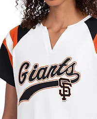 Starter Women's White San Francisco Giants Game On Notch Neck Raglan T-Shirt