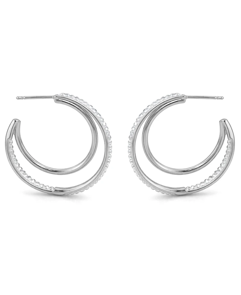 And Now This Crystal Double Row C Hoop Post Earrings