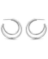 And Now This Crystal Double Row C Hoop Post Earrings