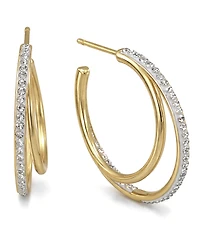 And Now This Crystal Double Row C Hoop Post Earrings