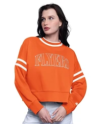 Starter Women's Orange Philadelphia Flyers Power Play Cropped Pullover Sweatshirt