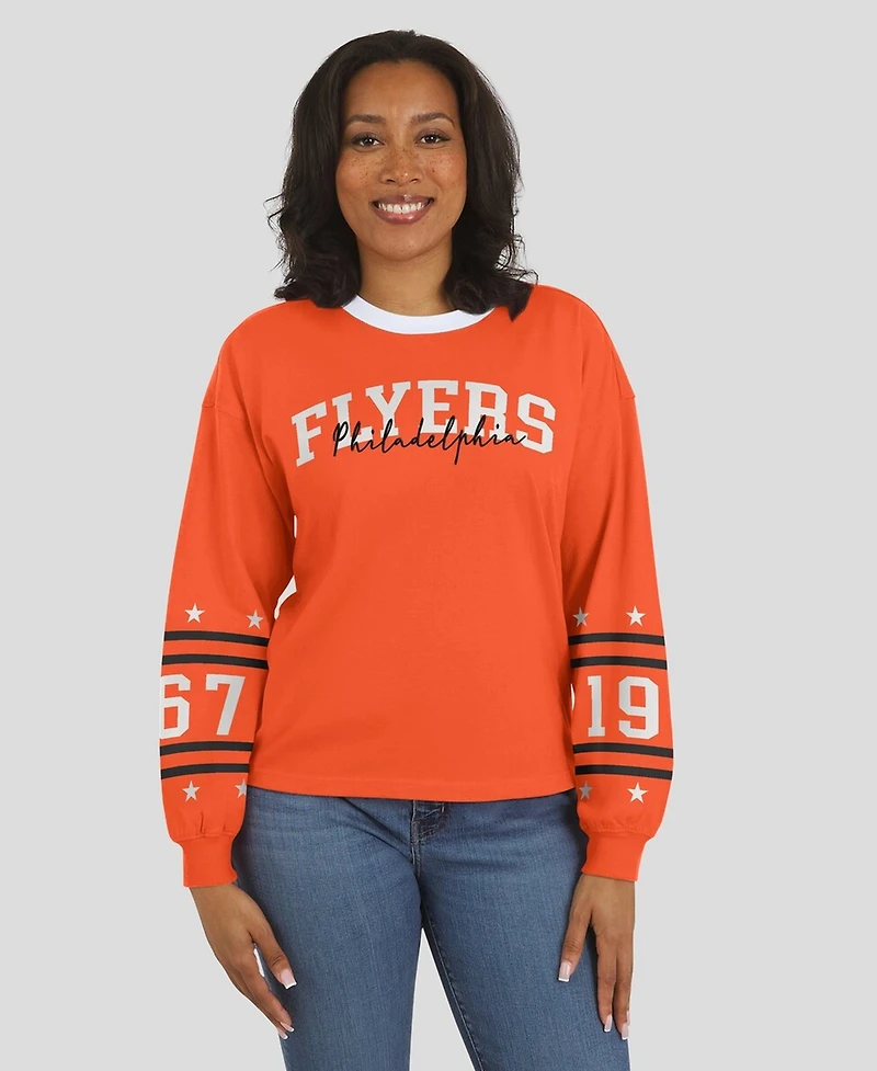 Wear by Erin Andrews Women's Orange Philadelphia Flyers Long-Sleeve Sport T-Shirt