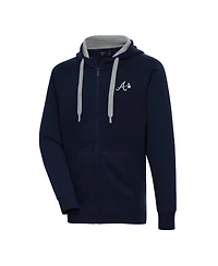 Antigua Men's Navy Atlanta Braves Metallic Victory Full-Zip Hoodie