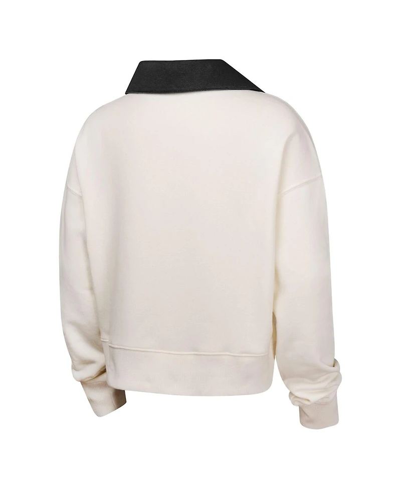 Outerstuff Big Girls White San Francisco Giants Ballpark Hit Collared V-Neck Pullover Sweatshirt