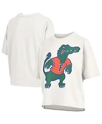 Pressbox Women's White Florida Gators Big Canvas Puff Castillo Motley Slub T-Shirt