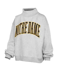 Pressbox Women's Heather Gray Notre Dame Fighting Irish Oversized Nelson Mock Neck Sweatshirt