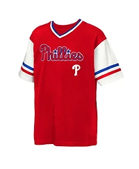 Outerstuff Big Boys and Girls Red Philadelphia Phillies League Base Runner Ringer T-Shirt
