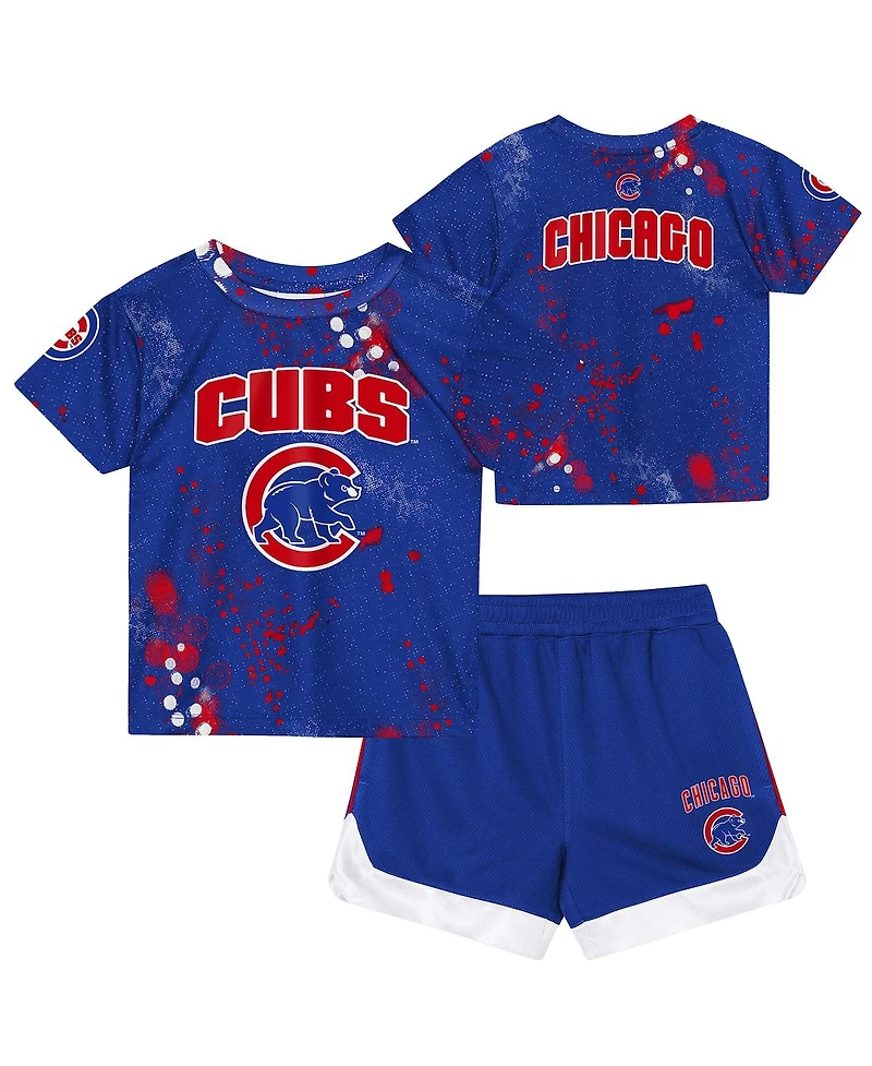 Outerstuff Preschool Royal Chicago Cubs Pinch Hitter Infielder T-Shirt and Shorts Set