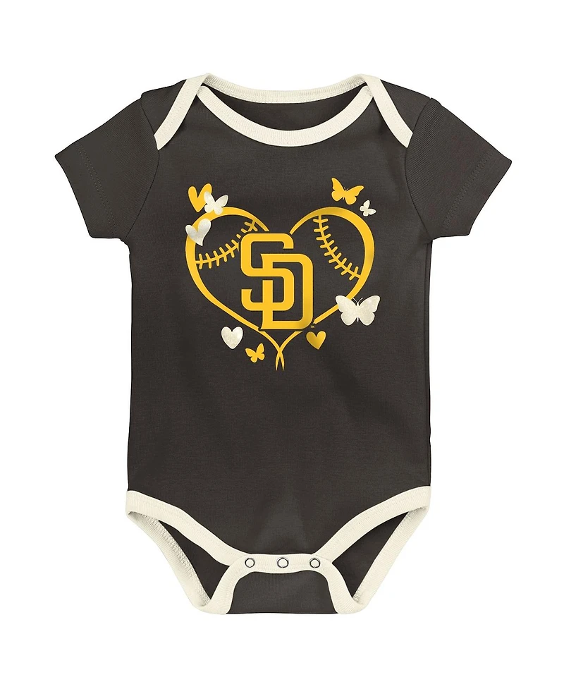 Outerstuff Baby Boys and Girls 3-Pack San Diego Padres Home Team Bodysuit Set