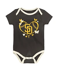 Outerstuff Baby Boys and Girls 3-Pack San Diego Padres Home Team Bodysuit Set