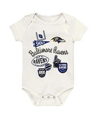 Outerstuff Baby Boys and Girls 3-Pack Baltimore Ravens Littlest Player Bodysuit Set